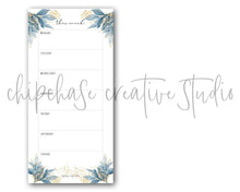 Load image into Gallery viewer, Magnetic Weekly Planner ~ Aqua Leaves - Chipchase Creative Studio
