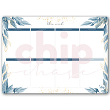 Load image into Gallery viewer, Magnetic Weekly Planner ~ Aqua & Gold Leaves