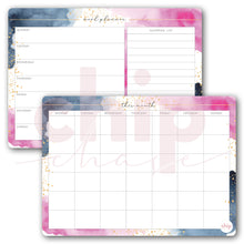 Load image into Gallery viewer, SET OF 3 ~ Magnetic Monthly Calendar, Meal Planner & A4 Desk Pad/Notepad- Watercolour