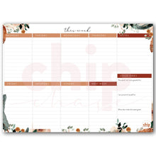 Load image into Gallery viewer, SET OF 3 ~ Magnetic Monthly Calendar, Meal Planner & A4 Desk Pad/Notepad- ~ Leaves & Feathers