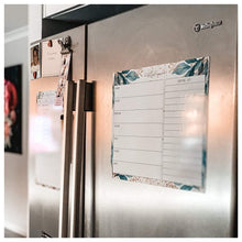 Load image into Gallery viewer, Magnetic Meal Planner ~ Aqua & Gold Leaves - Chipchase Creative Studio