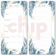 Load image into Gallery viewer, Magnetic Organisers Twin Pack  ~ Aqua Leaves  ~ Magnetic Weekly Planner & List - Chipchase Creative Studio