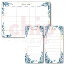 Load image into Gallery viewer, Magnetic Organisers ~ SET OF 3 ~ Aqua Leaves ~ Magnetic Monthly Calendar & Lists Set - Chipchase Creative Studio