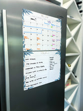 Load image into Gallery viewer, SET OF 3 ~ Magnetic Monthly Calendar, Meal Planner & A4 Desk Pad Notepad ~ Aqua Leaves