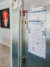 Load image into Gallery viewer, Magnetic Organisers ~ Set of 2 ~ Magnetic Monthly Calendar & Weekly Planner ~ Aqua Leaves