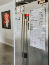 Load image into Gallery viewer, Magnetic Organisers ~ Set of 3 ~ Magnetic Monthly Calendar, Meal Planner & Chore Chart ~ Aqua & Gold Leaves