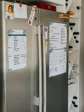 Load image into Gallery viewer, Magnetic Organisers ~ Set of 3 ~ Magnetic Monthly Calendar, Meal Planner & Chore Chart ~ Aqua & Gold Leaves