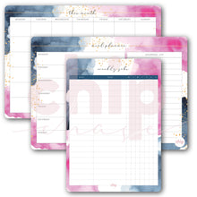 Load image into Gallery viewer, Magnetic Organisers ~ Set of 3 ~ Magnetic Monthly Calendar, Meal Planner & Chore Chart ~ Watercolour