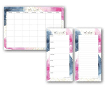 Load image into Gallery viewer, Magnetic Organisers ~ Set of 3 ~ Watercolour ~ Magnetic Monthly Calendar &amp; Lists Set - Chipchase Creative Studio
