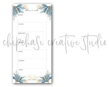 Load image into Gallery viewer, Magnetic Weekly Planner ~ Aqua Leaves - Chipchase Creative Studio
