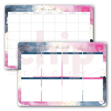 Load image into Gallery viewer, Magnetic Organisers ~ Set of 2 ~ Magnetic Monthly Calendar &amp; Weekly Planner ~ Watercolour
