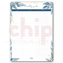 Load image into Gallery viewer, Magnetic Chore Chart ~ Aqua &amp; Gold Leaves

