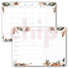 Load image into Gallery viewer, Magnetic Monthly Calendar &amp; Meal Planner~ Set of 2 ~ Leaves &amp; Feathers
