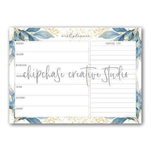 Load image into Gallery viewer, Magnetic Meal Planner ~ Aqua &amp; Gold Leaves - Chipchase Creative Studio
