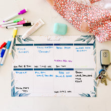Load image into Gallery viewer, Magnetic Weekly Planner ~ Aqua &amp; Gold Leaves
