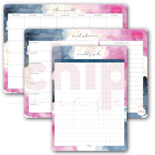 Load image into Gallery viewer, Magnetic Organisers ~ Set of 3 ~ Magnetic Monthly Calendar, Meal Planner &amp; Chore Chart ~ Watercolour
